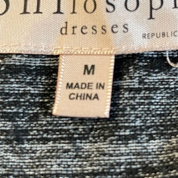 Philosophy Dresses Women's M Long Sleeve V-Neck Knit Dress Black‎ & Gray Midi - Picture 6 of 12